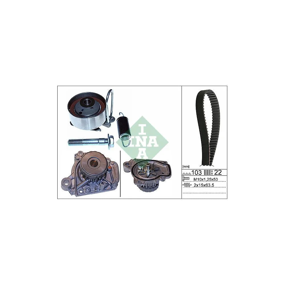 Set Pompa Apa + Curea Dintata INA pentru Honda Civic - 530 0505 31
