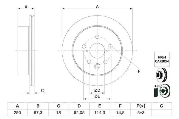 Disc frana, Lexus Is, Ø290 mm, Bosch 0986479G64