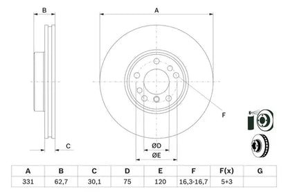 Disc frana, BMW, 362x349x84 mm, Bosch 0986478974