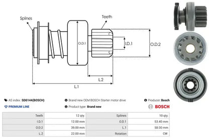 Cuplaj unisens demaror, 111x70x68 mm, AS-PL SD0144BOSCH