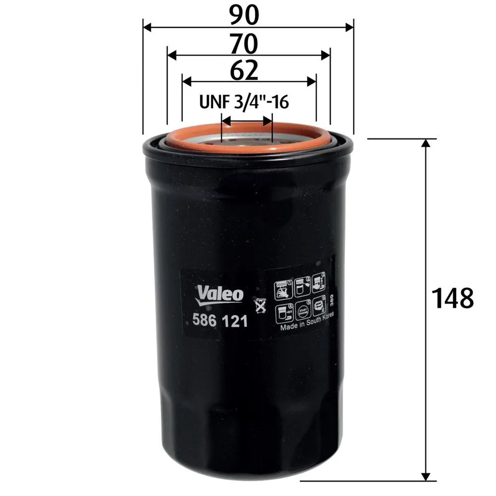 Filtru Ulei Valeo pentru Hyundai Grandeur/I30/Santa Fe/Sonata/Tucson, Kia Carens/Cee D/Magentis/Sportage - 586121