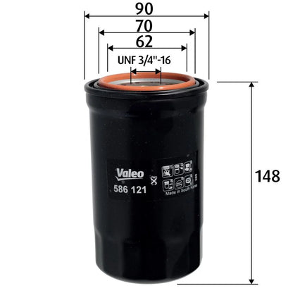 Filtru Ulei Valeo pentru Hyundai Grandeur/I30/Santa Fe/Sonata/Tucson, Kia Carens/Cee D/Magentis/Sportage - 586121