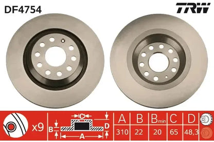 Disc frana, Audi, Cupra, SEAT, Skoda, Ø310 mm, TRW DF4754