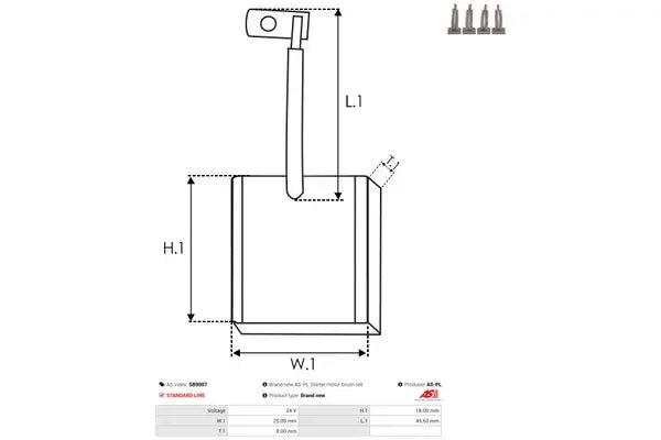 Perie electromotor, 90x83x28 mm, AS-PL SB9007