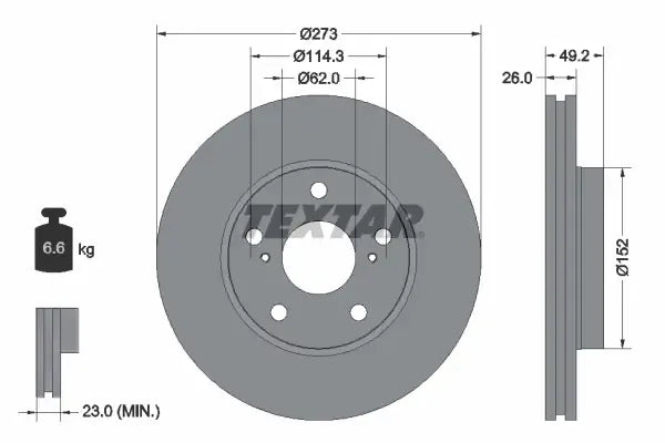 Disc frana Textar pentru Toyota - 92163703