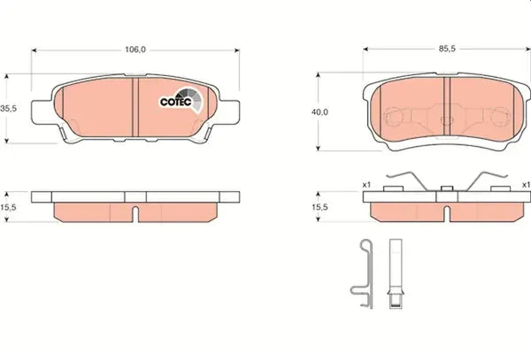 Set placute frana disc, Chrysler, Mitsubishi, 113x88x83 mm, TRW GDB3341