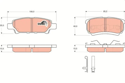 Set placute frana disc, Chrysler, Mitsubishi, 113x88x83 mm, TRW GDB3341