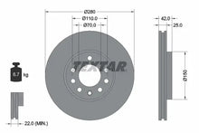 Disc frana, Opel, Chevrolet Astra H, Astra H Caroserie Inchisa, Combi, Astra H Combi, Meriva A Microbus, Zafira A Microbus, Ø280 mm, Textar 92091903
