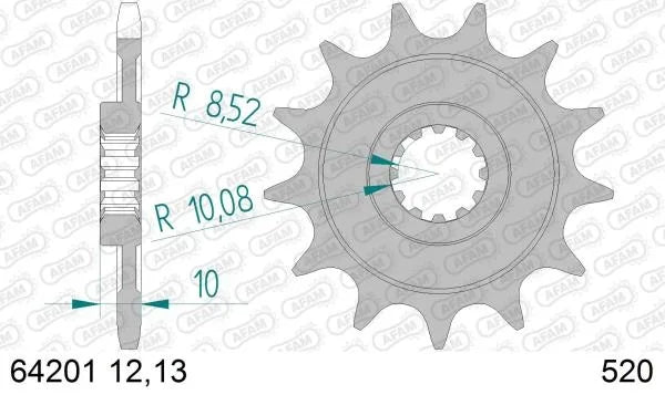 Pinion Transmisie Fata Moto Otel AFA - 64201-13