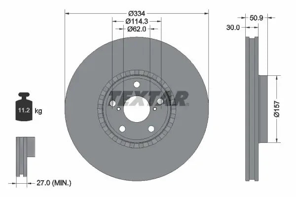 Disc frana, Lexus Gs, Is, Rc, Ø334 mm, Textar 92147803