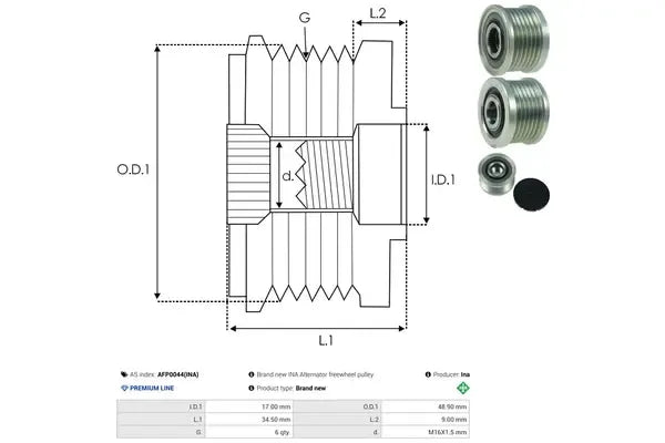 Sistem roata libera generator, BMW, 79x62x62 mm, AS-PL AFP0044INA