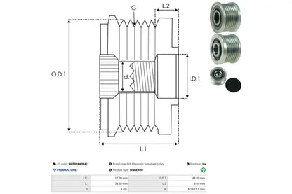 Sistem roata libera generator, BMW, 79x62x62 mm, AS-PL AFP0044INA