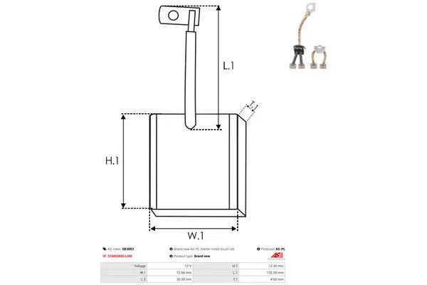 Perie electromotor, 91x91x24 mm, AS-PL SB3003
