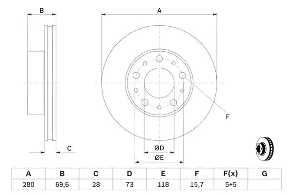 Disc frana, Citroen, Fiat, Opel, Peugeot, 297x297x78 mm, Bosch 0986479B99