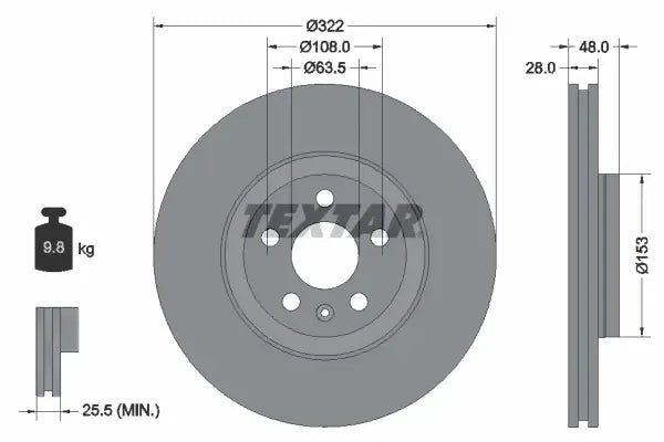 Disc frana Textar pentru Lynk & Co, Volvo - 92287405