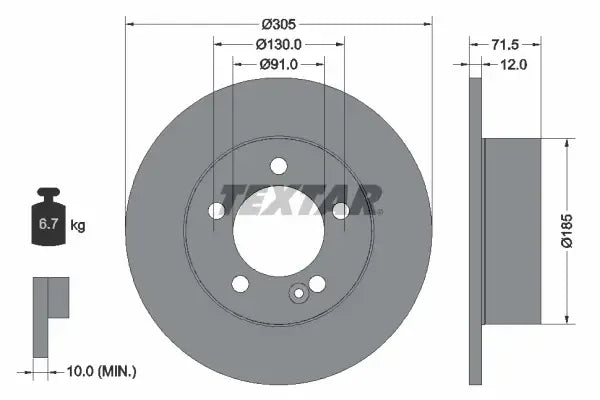 Disc frana, Nissan, Renault, Opel Master Iii Platou, Sasiu, Movano B Caroserie, Movano B Platou, Master Iii Caroserie, Ø305 mm, Textar 92228800