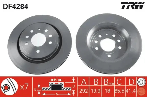 Disc frana, Cadillac, Fiat, Opel, Saab, Ø292 mm, TRW DF4284
