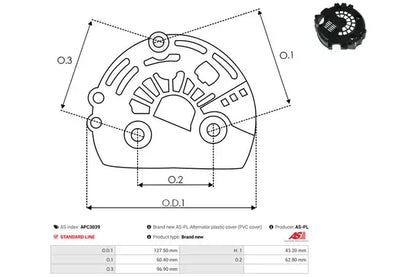 Capac protector alternator, 160x150x64 mm, AS-PL APC3039
