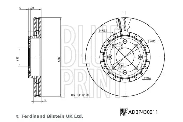 Disc frana, Chevrolet, Ø256.0 mm, Blue Print ADBP430011