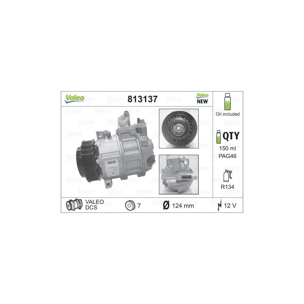 Compresor Auto Valeo pentru Mercedes-Benz C Class/C Class Cupe/C Class T Model/Clc Class/Clk - 813137