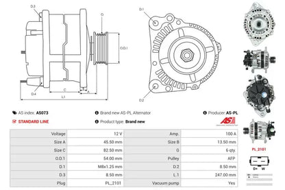 Generator alternator, Suzuki, 321x230x192 mm, AS-PL A5073
