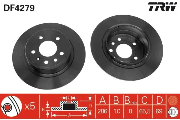Disc frana, Saab 9-5 Combi, 9-5, Ø286 mm, TRW DF4279