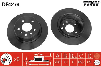 Disc frana, Saab 9-5 Combi, 9-5, Ø286 mm, TRW DF4279