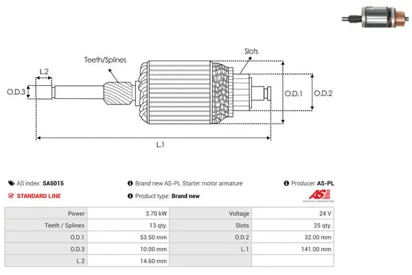 Armatura demaror, 186x74x70 mm, AS-PL SA5015