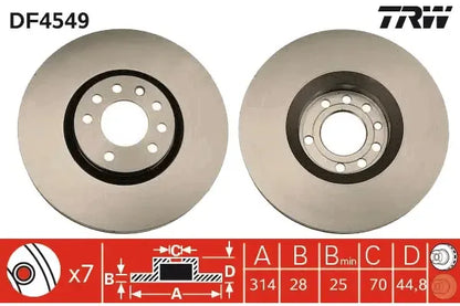 Disc frana, Saab, Opel, Cadillac 9-3, 9-3 Combi, 9-3 Cabriolet, Signum Hatchback, Vectra C, Vectra C Combi, Vectra C Gts, Ø314 mm, TRW DF4549
