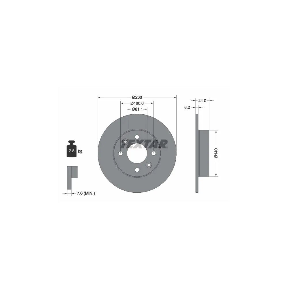 Disc Frana Textar pentru Renault Rapid/Super 5/Twingo - 92036003