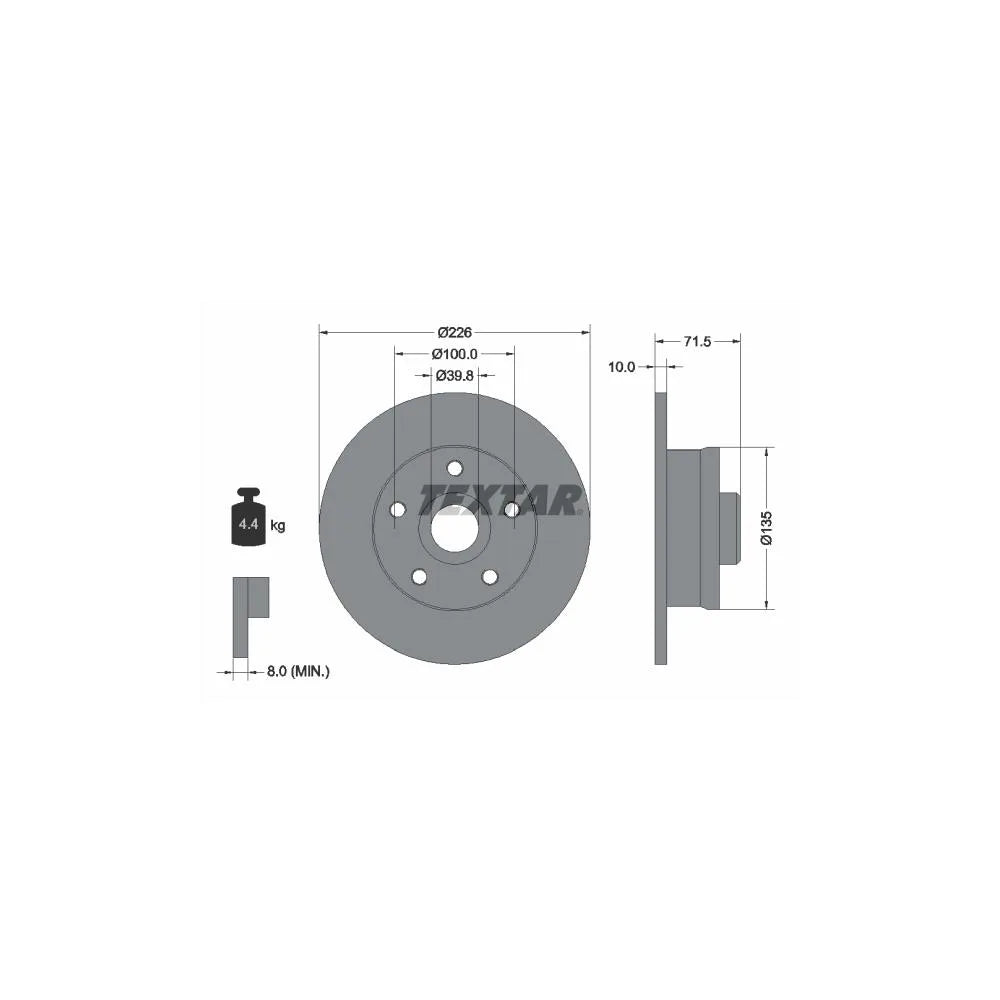 Disc Frana Textar pentru Seat Toledo, Volkswagen Corrado/Golf/Passat/Vento - 92057200