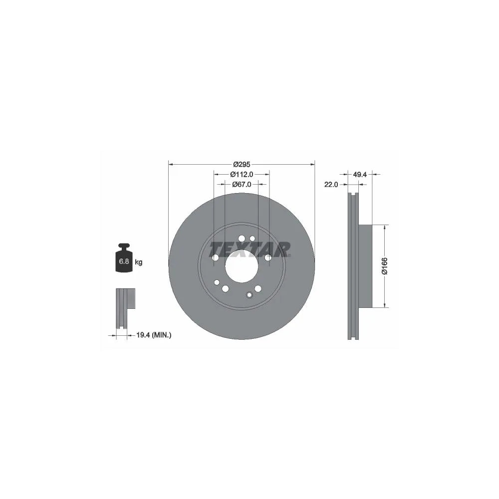 Disc Frana Textar pentru Mercedes-Benz 124/124 Cupe/124 T Model/E Class/E Class Cupe - 92057300
