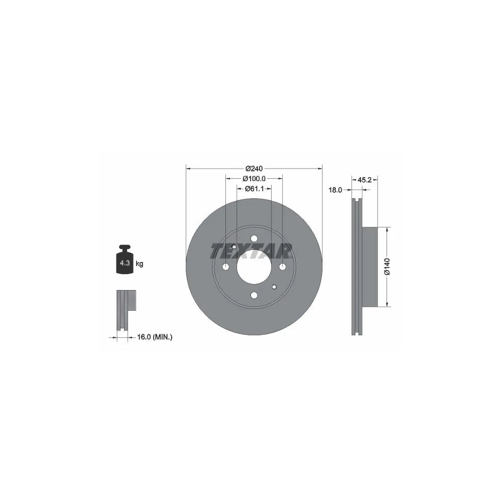 Discuri Frana Textar pentru Nissan 100Nx/Sunny - 92063200
