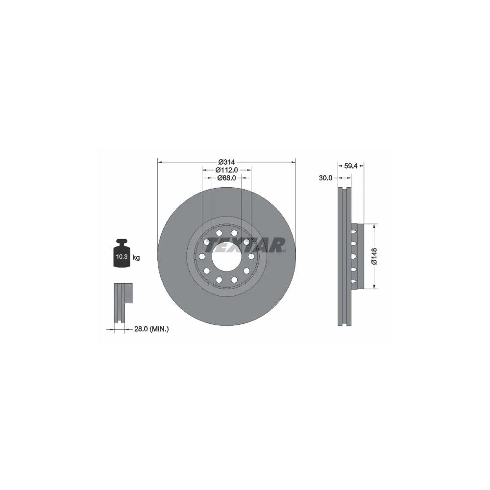 Disc Frana Textar pentru Audi 100/A6/A8 - 92073200