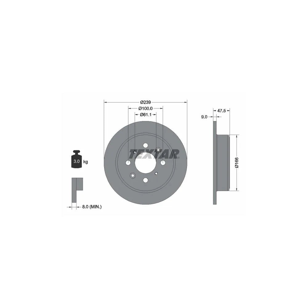 Disc Frana Textar pentru Acura Integra Cupe/Integra, Honda City/Civic/Crx/Integra Cupe/Jazz - 92077903