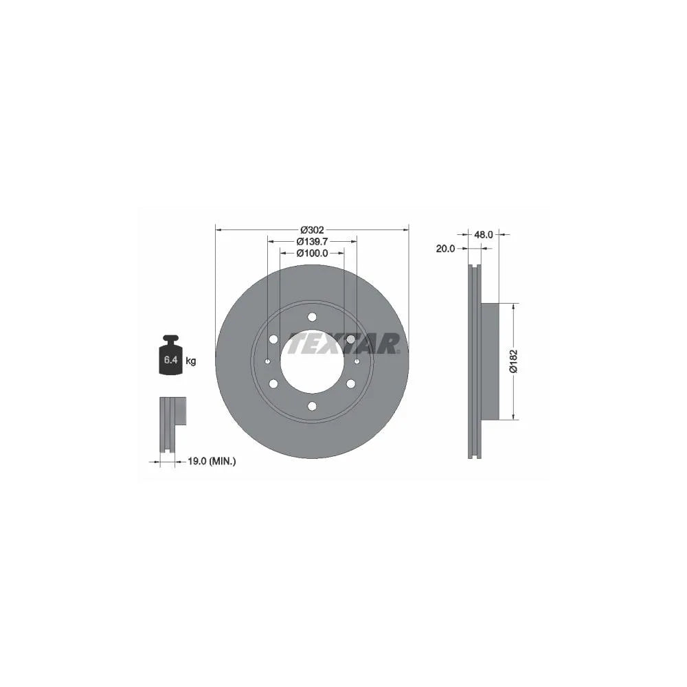 Disc Frana Textar pentru Toyota Hilux/Land Cruiser, Volkswagen Taro - 92080400