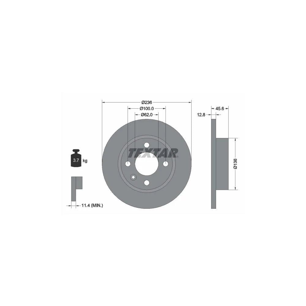 Disc Frana Textar pentru Skoda Favorit/Favorit Forman/Favorit Pick Up/Felicia Cube/Felicia, Volkswagen Caddy - 92090200