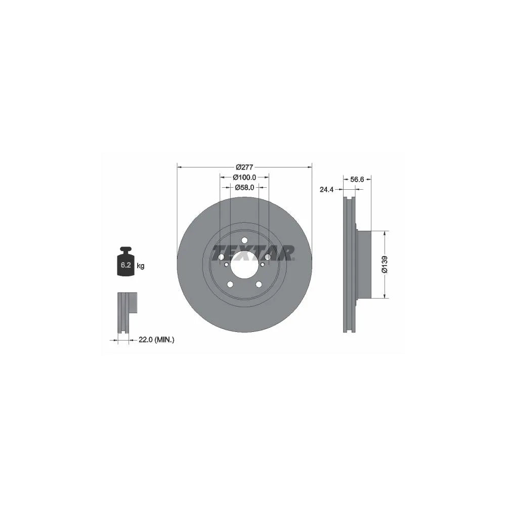 Disc Frana Textar pentru Subaru Brz/Forester/Impreza/Impreza Cupe/Legacy, Toyota Gt 86 Cupe - 92094603