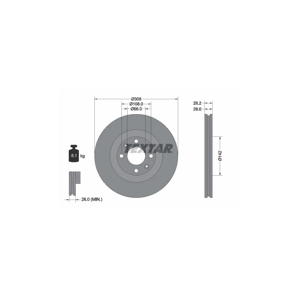 Disc Frana Textar pentru Peugeot 406 Cupe - 92097103