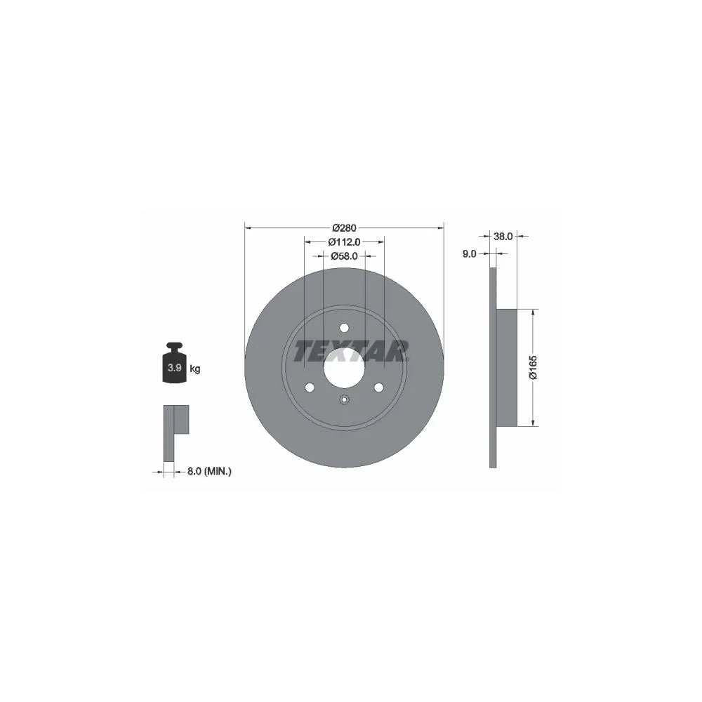 Disc Frana Textar pentru Kia Besta Bus, Smart Cabrio/City Coupe/Crossblade/Fortwo/Fortwo Cupe - 92097603