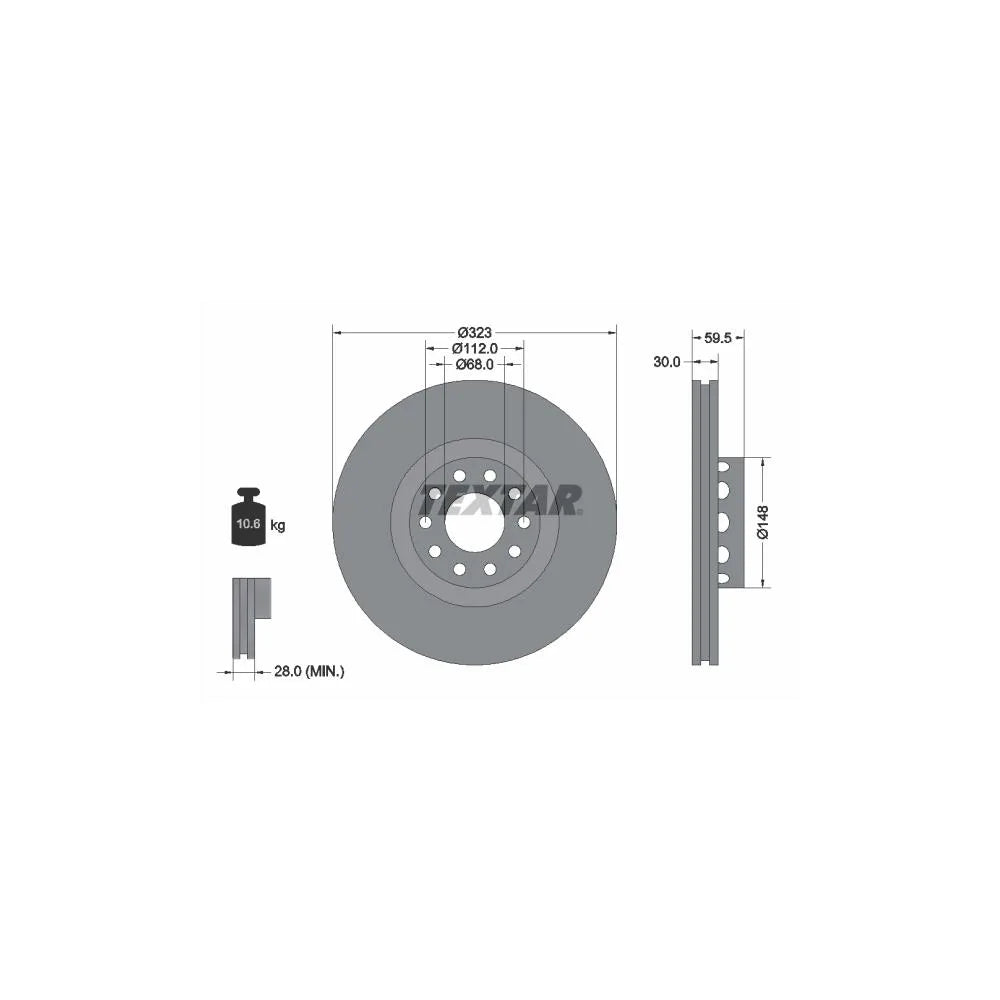 Disc Frana Textar pentru Audi A6/A8, Volkswagen Phaeton - 92098305