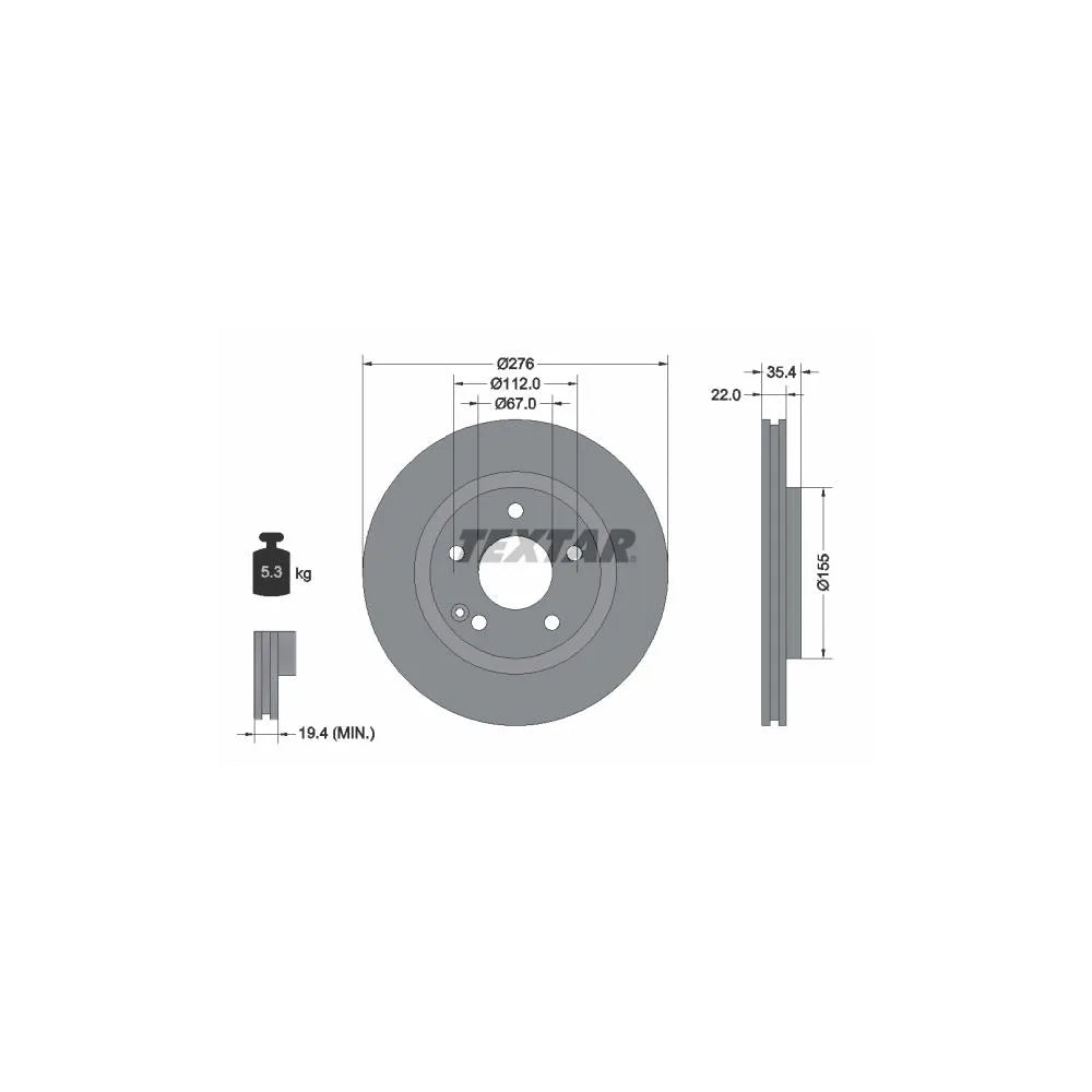 Disc Frana Textar pentru Mercedes-Benz A Class - 92099603