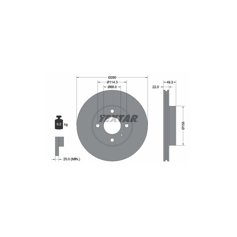 Disc Frana Textar pentru Nissan 200Sx/Almera/Primera/Primera Traveller - 92109300