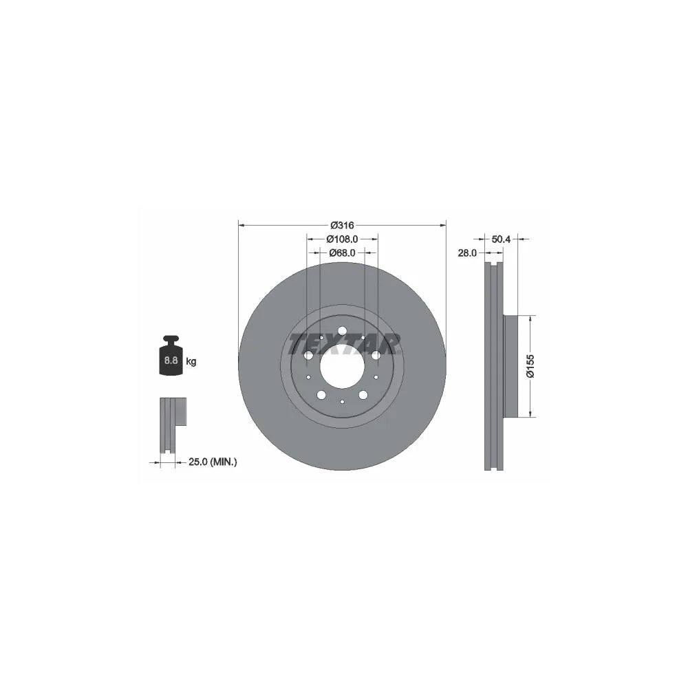 Disc Frana Textar pentru Volvo S60/Xc90 - 92126603