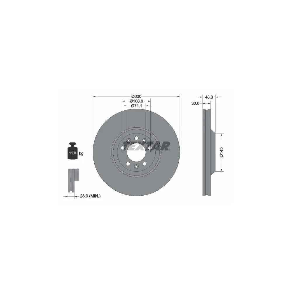 Disc Frana Textar pentru Citroen C5/C6, Peugeot 407/407 Cupe/607 - 92129503