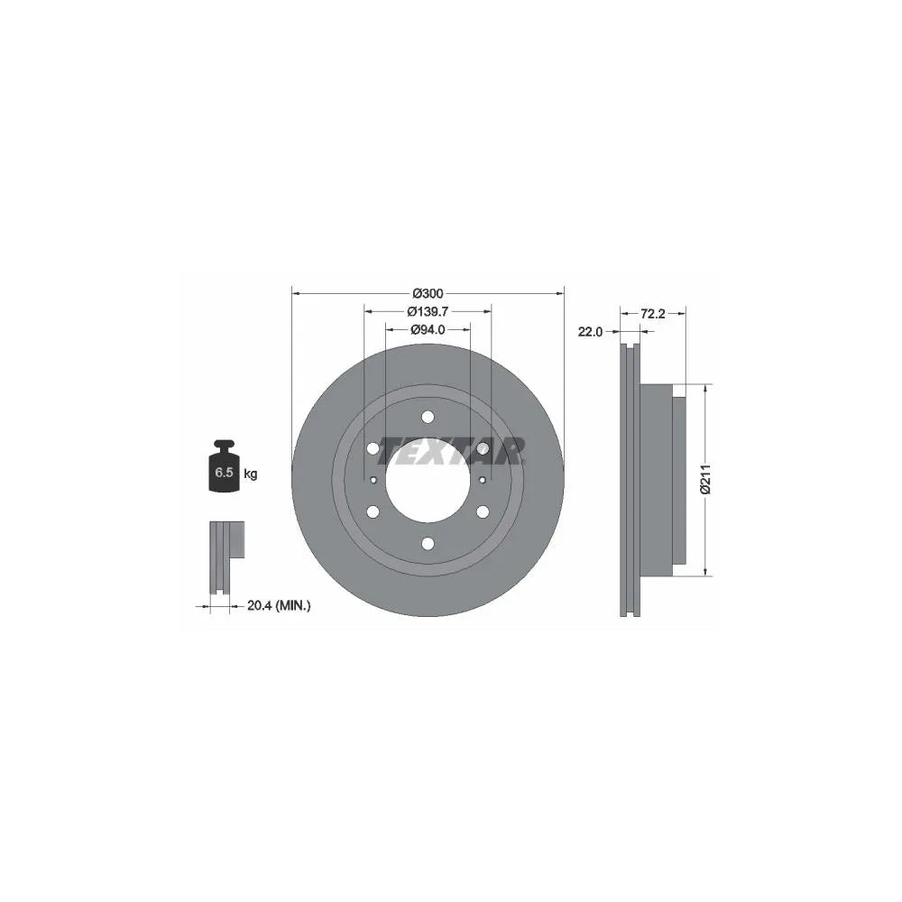 Disc Frana Textar pentru Mitsubishi Pajero Classic/Pajero/Pajero Sport - 92135103