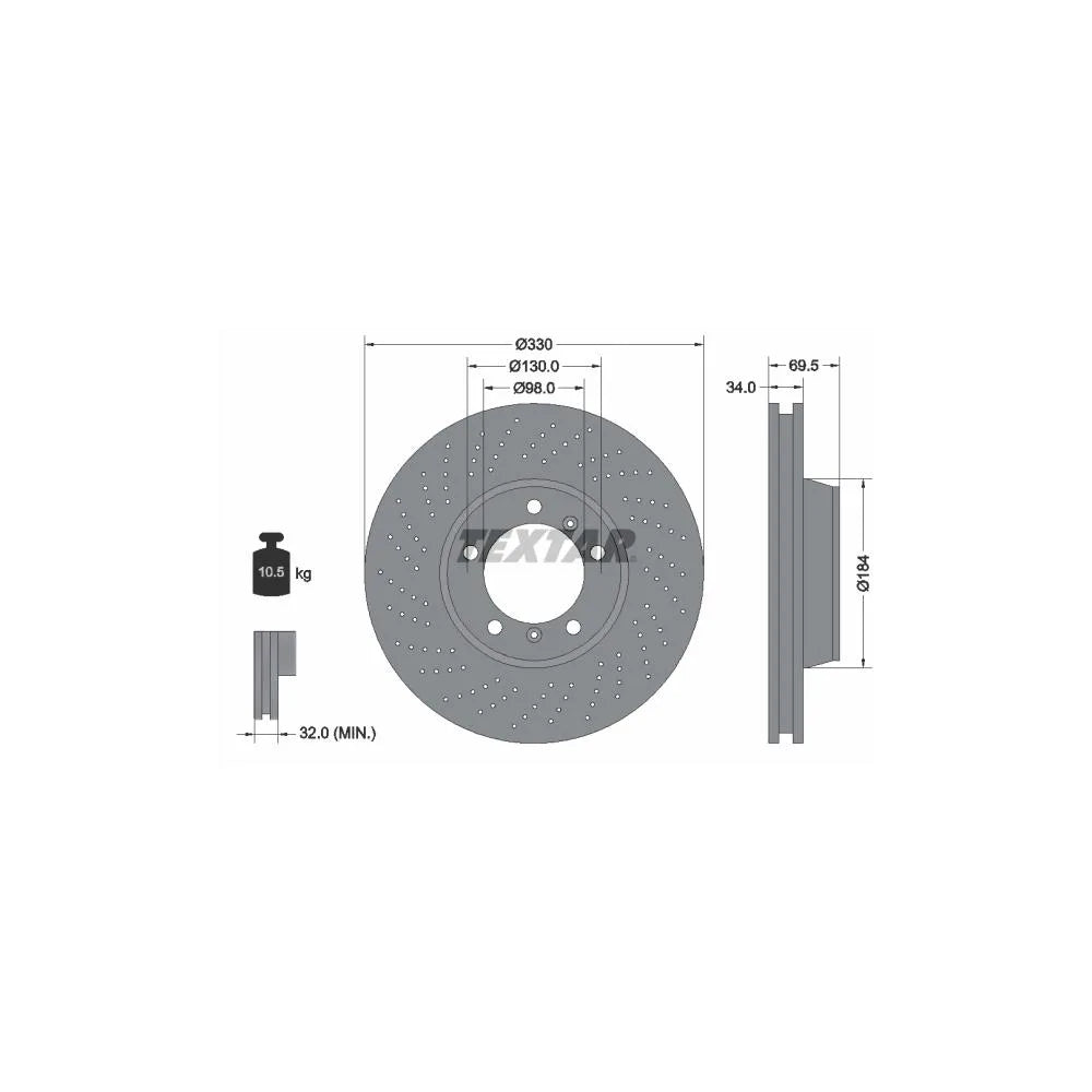 Disc Frana Textar pentru Porsche 718 Boxster/718 Cayman/911/911 Targa - 92149905