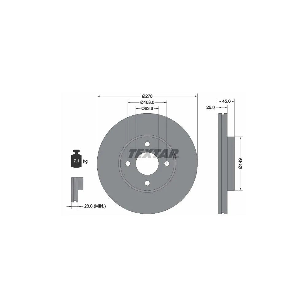 Disc Frana Textar pentru Ford Fiesta - 92159003