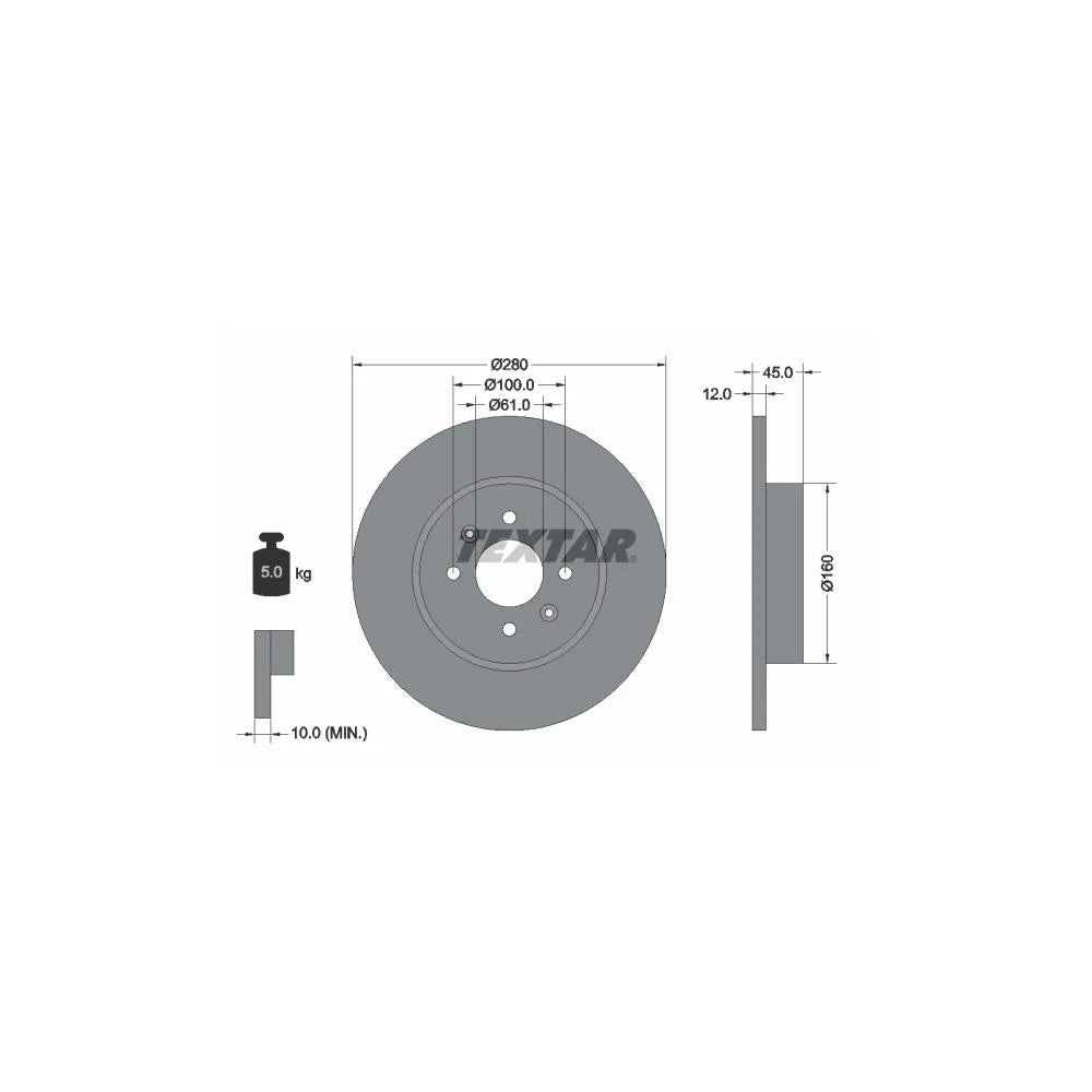 Disc Frana Textar pentru Renault Kangoo/Kangoo Express - 92181203