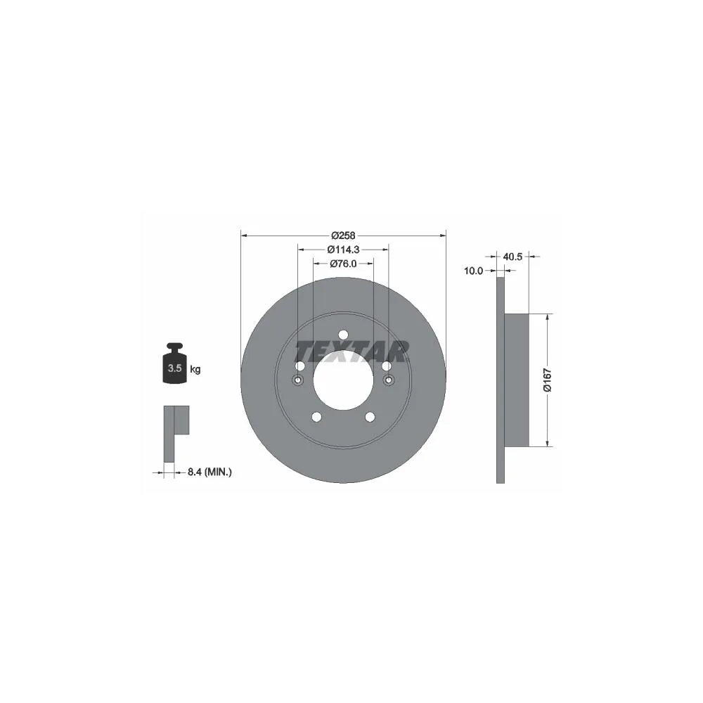 Disc Frana Textar pentru Hyundai Ix20, Kia Venga - 92226103